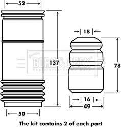 Borg & Beck BPK7118 - Пылезащитный комплект, амортизатор autosila-amz.com