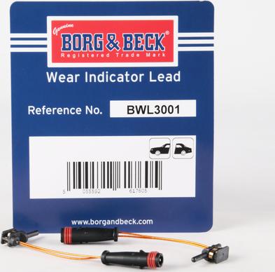Borg & Beck BWL3001 - Сигнализатор, износ тормозных колодок autosila-amz.com