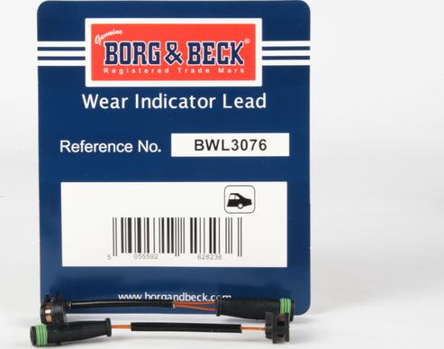 Borg & Beck BWL3076 - Сигнализатор, износ тормозных колодок autosila-amz.com