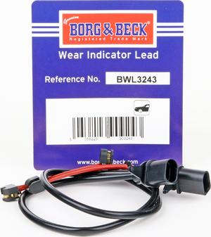 Borg & Beck BWL3243 - Сигнализатор, износ тормозных колодок autosila-amz.com