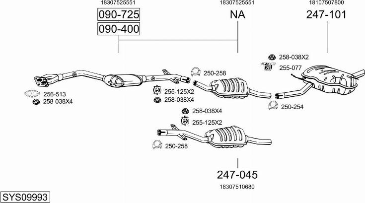 Bosal SYS09993 - Система выпуска ОГ autosila-amz.com