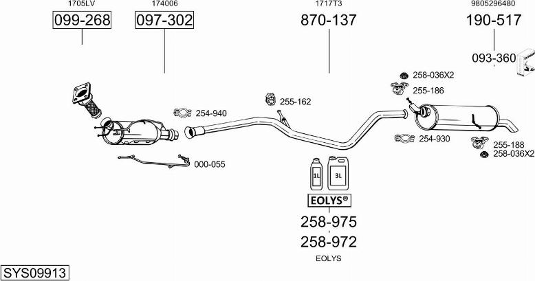 Bosal SYS09913 - Система выпуска ОГ autosila-amz.com