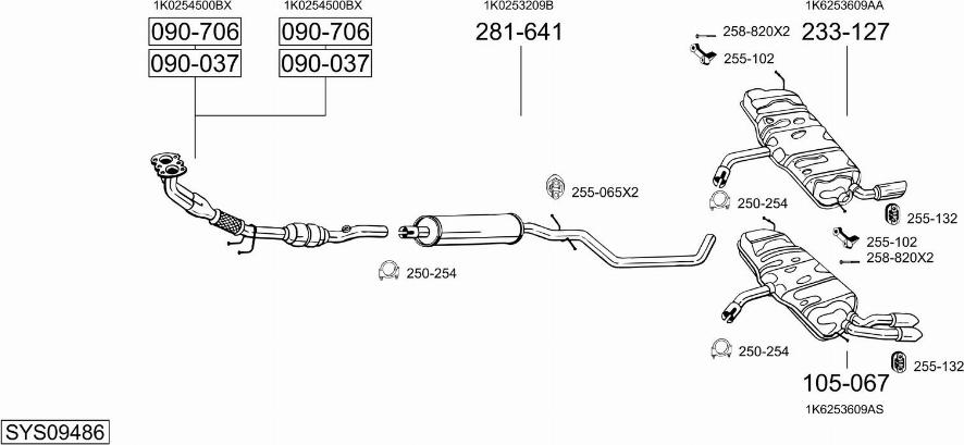 Bosal SYS09486 - Система выпуска ОГ autosila-amz.com