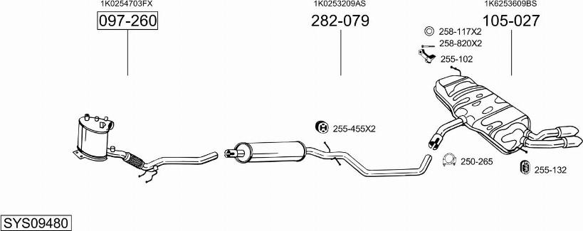 Bosal SYS09480 - Система выпуска ОГ autosila-amz.com