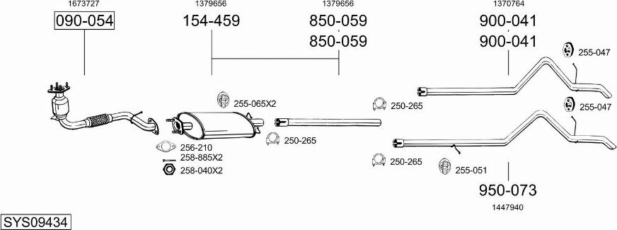 Bosal SYS09434 - Система выпуска ОГ autosila-amz.com