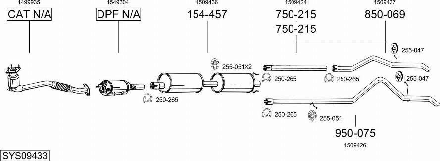 Bosal SYS09433 - Система выпуска ОГ autosila-amz.com