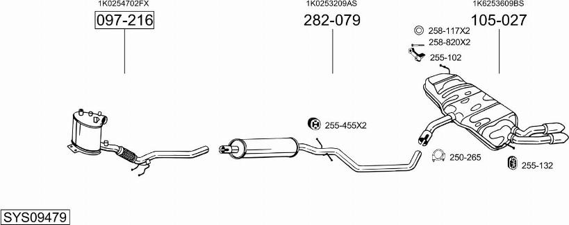 Bosal SYS09479 - Система выпуска ОГ autosila-amz.com