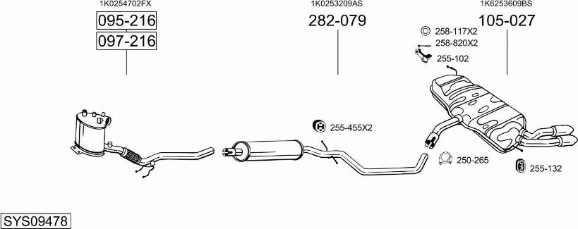 Bosal SYS09478 - Система выпуска ОГ autosila-amz.com