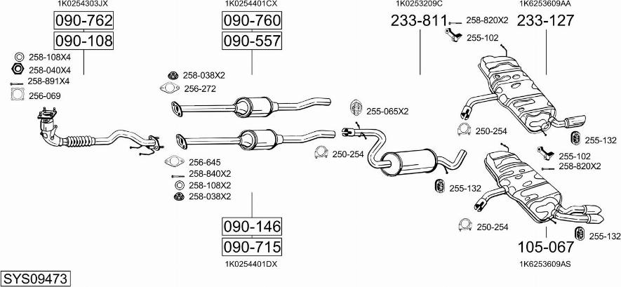 Bosal SYS09473 - Система выпуска ОГ autosila-amz.com