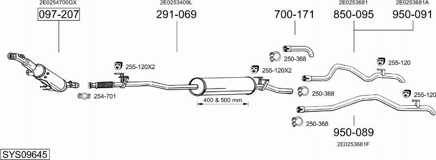 Bosal SYS09645 - Система выпуска ОГ autosila-amz.com