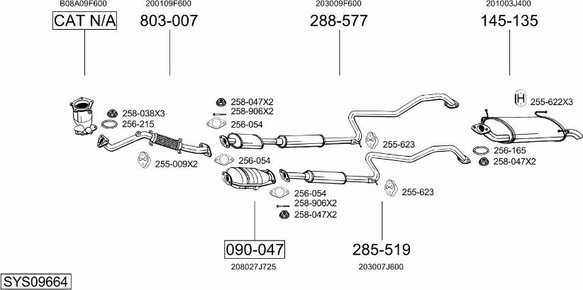 Bosal SYS09664 - Система выпуска ОГ autosila-amz.com