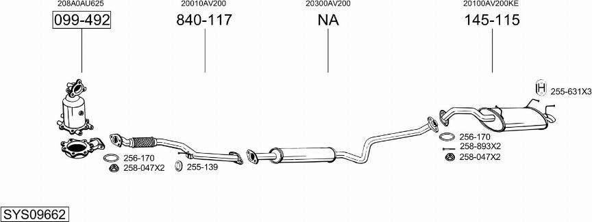 Bosal SYS09662 - Система выпуска ОГ autosila-amz.com