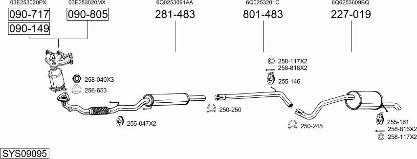 Bosal SYS09095 - Система выпуска ОГ autosila-amz.com