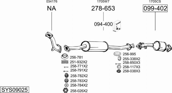 Bosal SYS09025 - Система выпуска ОГ autosila-amz.com