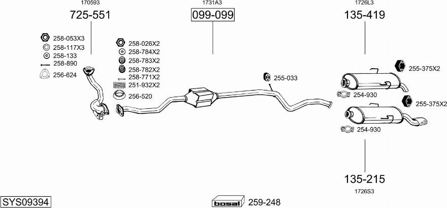 Bosal SYS09394 - Система выпуска ОГ autosila-amz.com