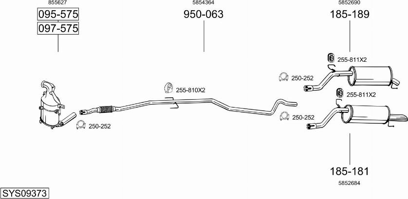 Bosal SYS09373 - Система выпуска ОГ autosila-amz.com