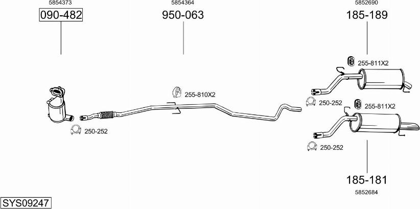 Bosal SYS09247 - Система выпуска ОГ autosila-amz.com