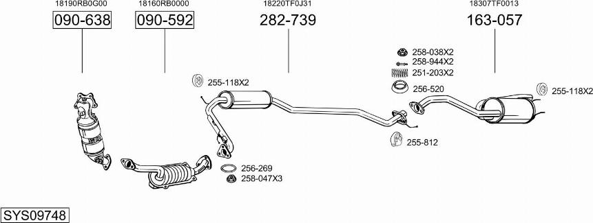 Bosal SYS09748 - Система выпуска ОГ autosila-amz.com