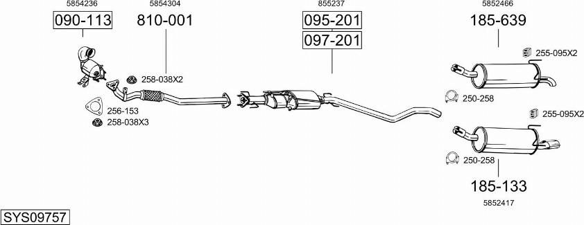 Bosal SYS09757 - Система выпуска ОГ autosila-amz.com