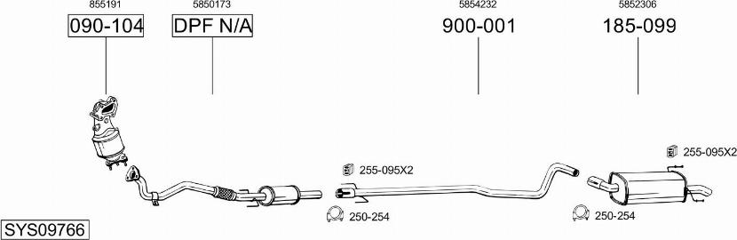 Bosal SYS09766 - Система выпуска ОГ autosila-amz.com