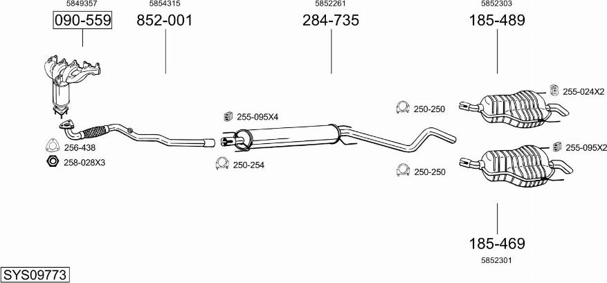 Bosal SYS09773 - Система выпуска ОГ autosila-amz.com