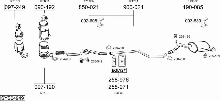 Bosal SYS04949 - Система выпуска ОГ autosila-amz.com