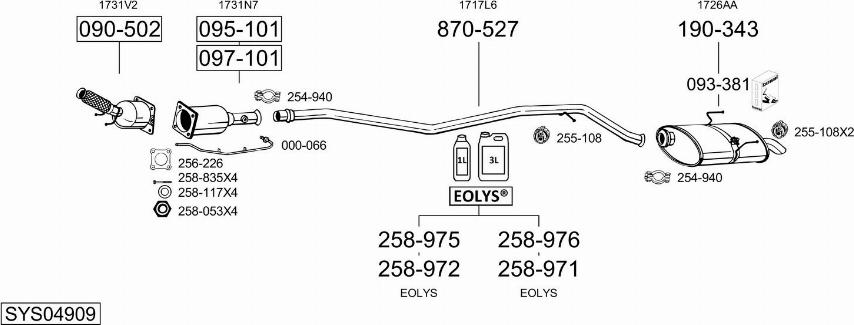 Bosal SYS04909 - Система выпуска ОГ autosila-amz.com