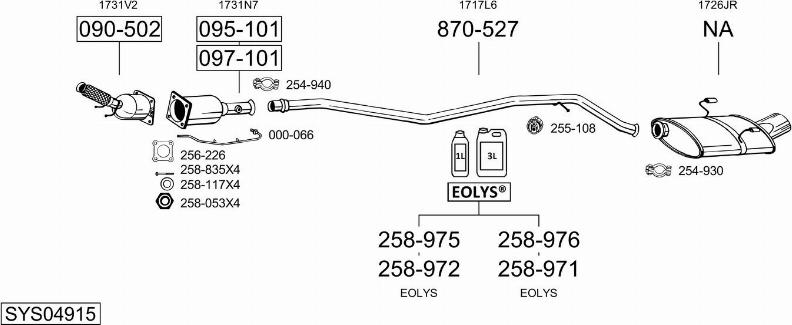 Bosal SYS04915 - Система выпуска ОГ autosila-amz.com