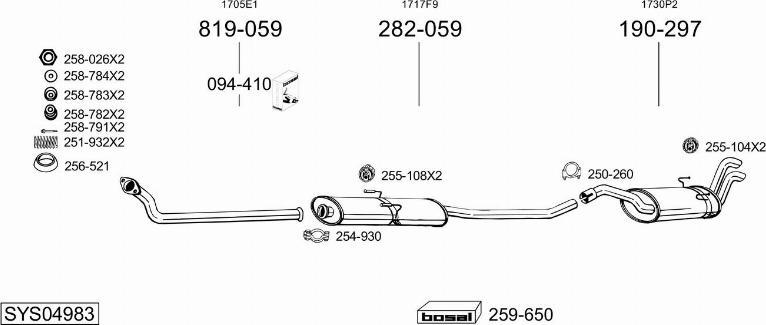 Bosal SYS04983 - Система выпуска ОГ autosila-amz.com