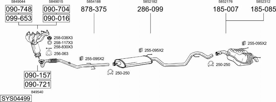 Bosal SYS04499 - Система выпуска ОГ autosila-amz.com