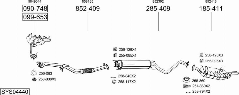 Bosal SYS04440 - Система выпуска ОГ autosila-amz.com