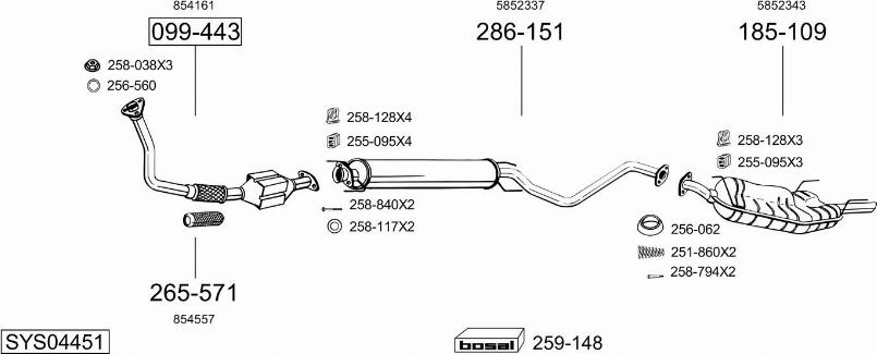 Bosal SYS04451 - Система выпуска ОГ autosila-amz.com