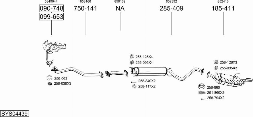 Bosal SYS04439 - Система выпуска ОГ autosila-amz.com