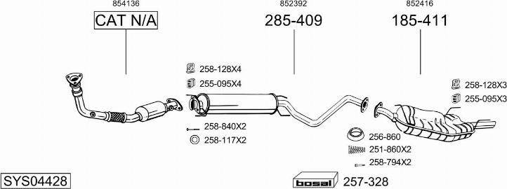 Bosal SYS04428 - Система выпуска ОГ autosila-amz.com