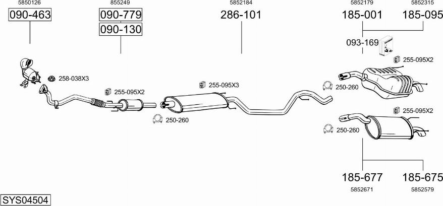 Bosal SYS04504 - Система выпуска ОГ autosila-amz.com