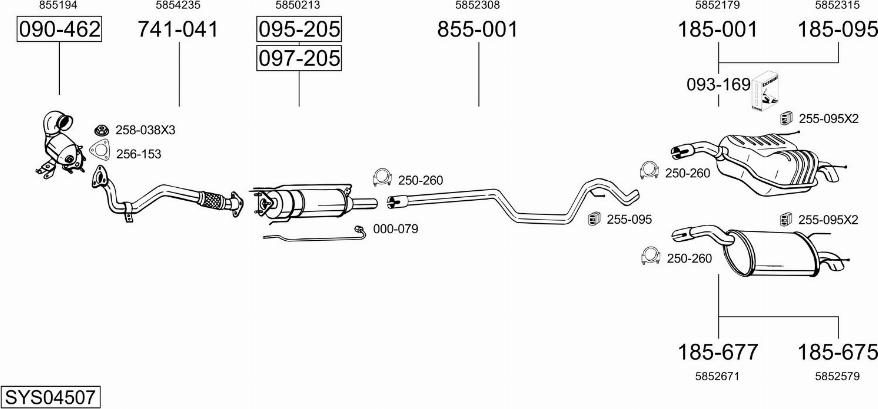 Bosal SYS04507 - Система выпуска ОГ autosila-amz.com