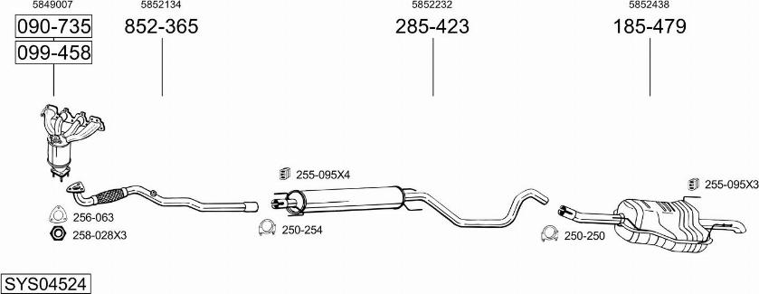 Bosal SYS04524 - Система выпуска ОГ autosila-amz.com