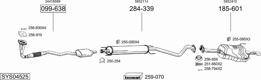 Bosal SYS04525 - Система выпуска ОГ autosila-amz.com