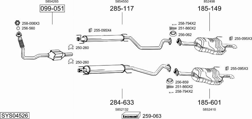 Bosal SYS04526 - Система выпуска ОГ autosila-amz.com