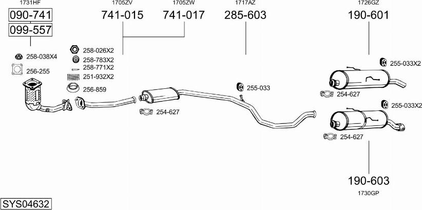 Bosal SYS04632 - Система выпуска ОГ autosila-amz.com