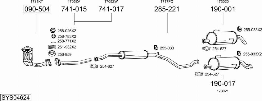 Bosal SYS04624 - Система выпуска ОГ autosila-amz.com