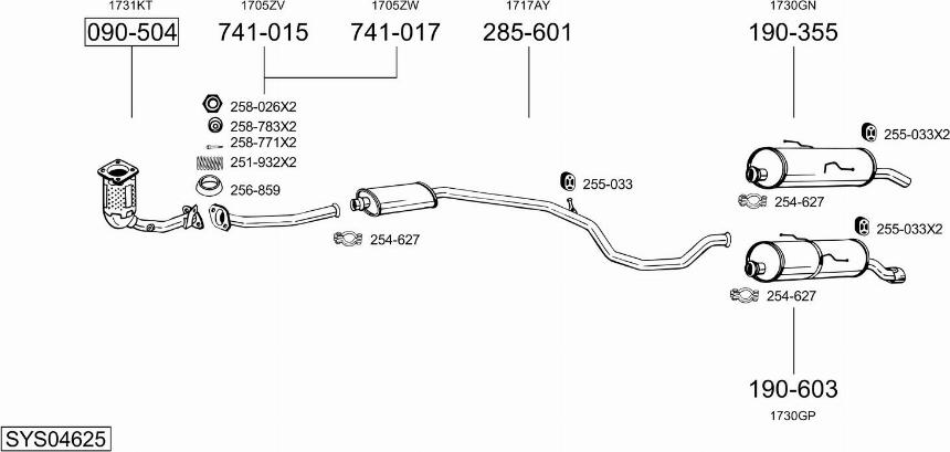 Bosal SYS04625 - Система выпуска ОГ autosila-amz.com