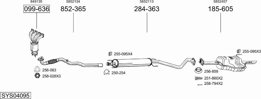 Bosal SYS04095 - Система выпуска ОГ autosila-amz.com