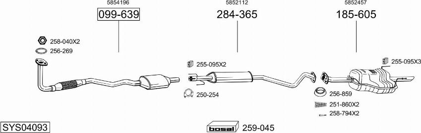 Bosal SYS04093 - Система выпуска ОГ autosila-amz.com