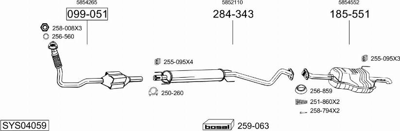 Bosal SYS04059 - Система выпуска ОГ autosila-amz.com
