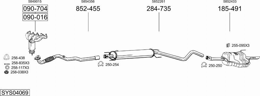 Bosal SYS04069 - Система выпуска ОГ autosila-amz.com