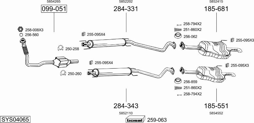 Bosal SYS04065 - Система выпуска ОГ autosila-amz.com