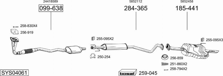 Bosal SYS04061 - Система выпуска ОГ autosila-amz.com