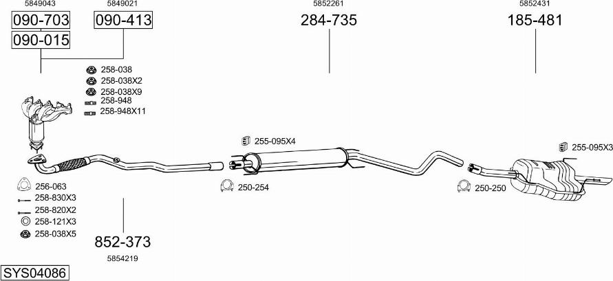 Bosal SYS04086 - Система выпуска ОГ autosila-amz.com