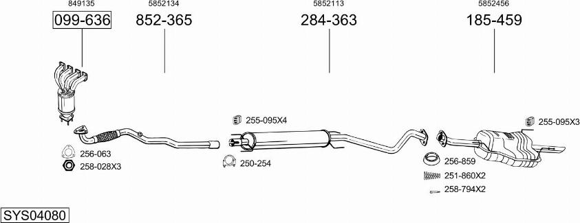 Bosal SYS04080 - Система выпуска ОГ autosila-amz.com